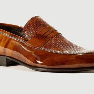 Corrente’ Mens Patina textured Loafer SZ 10